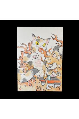 Konatsu Original Watercolor Negora Painting