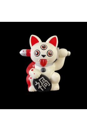 Misfortune Cat - Red and White Designer Vinyl Toy by Ferg