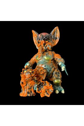 Mockbat Black and Orange Marble Edition Sofubi Toy by Paul Kaiju
