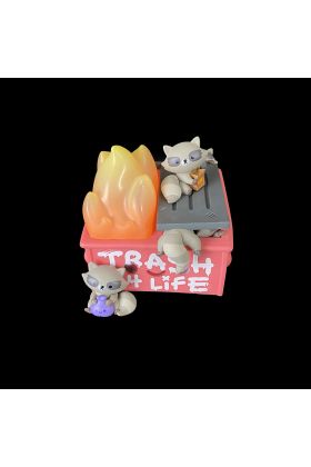 Dumpster Fire - Trash Panda Designer Vinyl Toy by 100% Soft