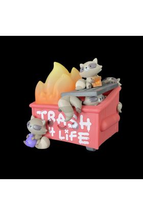 Dumpster Fire - Trash Panda Designer Vinyl Toy by 100% Soft