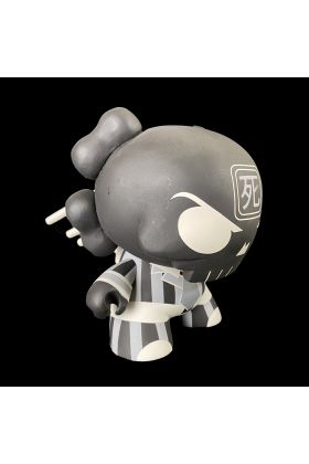 Skullhead Dunny Custom Black with White Resin Toy by Huck Gee