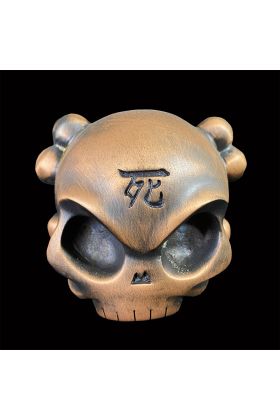 Skullhead Brass Color Metal Toy by Huck Gee x Fully Visual