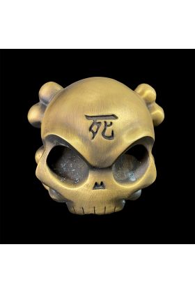 Skullhead Bronze Color Metal Toy by Huck Gee x Fully Visual