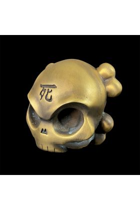 Skullhead Bronze Color Metal Toy by Huck Gee x Fully Visual
