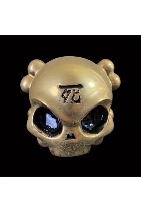 Skullhead Gold and Black Metal Toy by Huck Gee x Fully Visual
