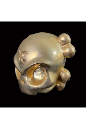 Skullhead Gold Color Metal Toy by Huck Gee x Fully Visual
