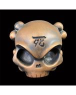 Skullhead Brass Color Metal Toy by Huck Gee x Fully Visual